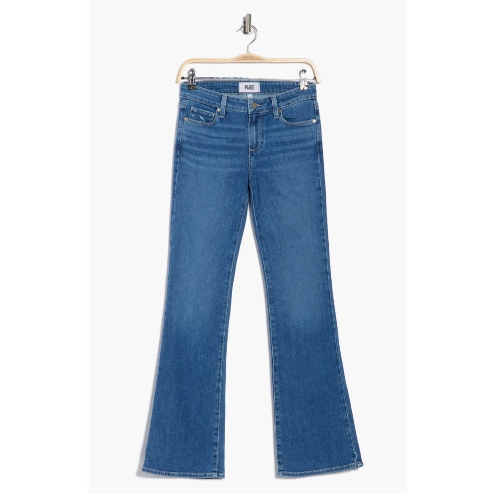 Paige Skyline Bootcut Jeans Womens 27 Medium Wash Devin Distressed Mid Rise